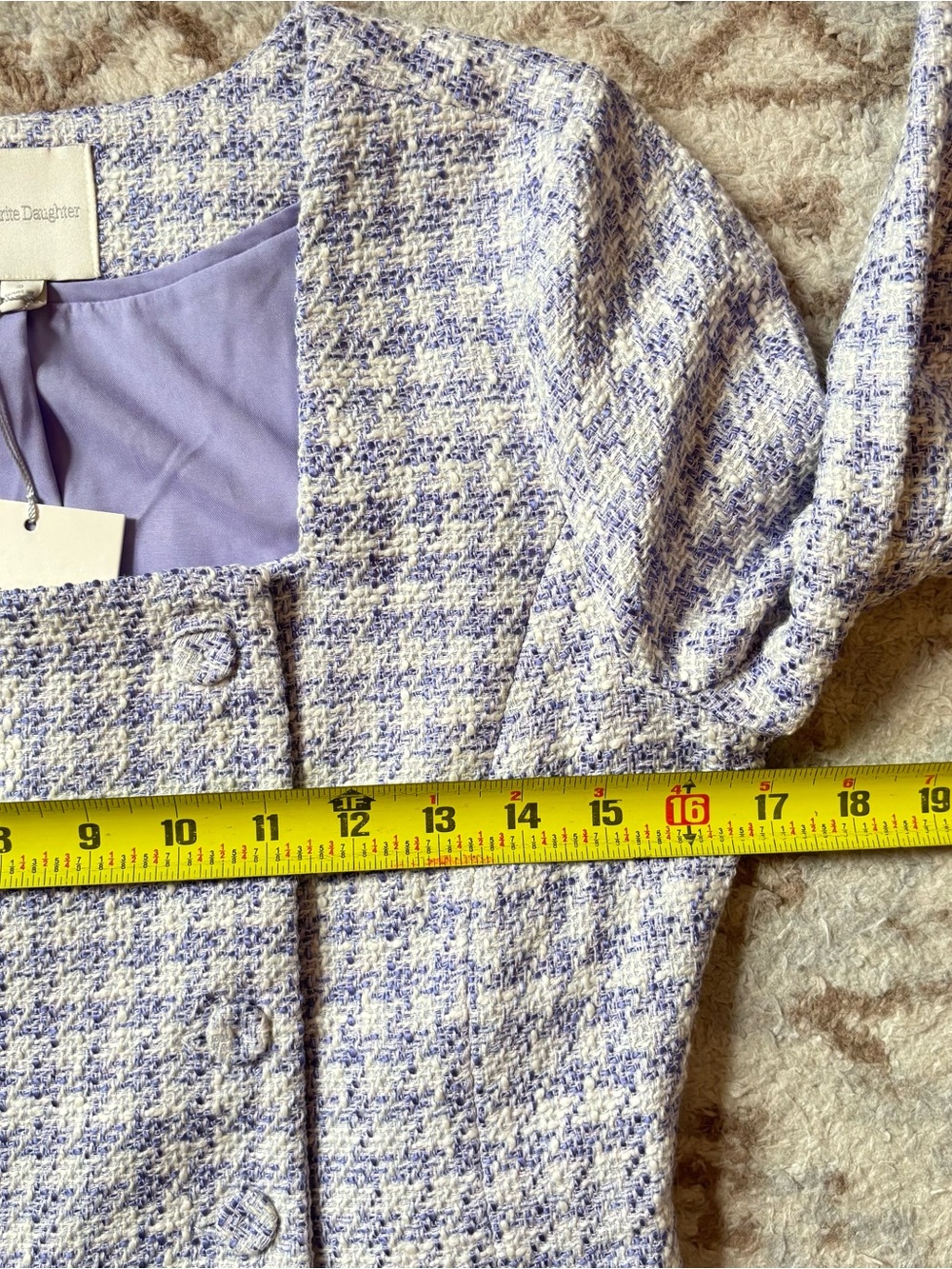 Favorite Daughter NWT Two Piece Set Blazer Mini Skirt Lilac Gingham Print - Picture 11 of 12